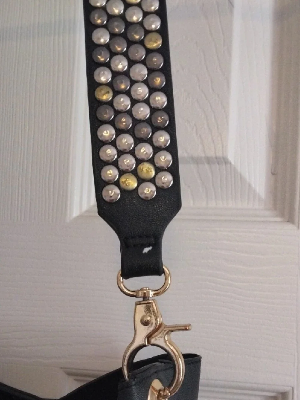 Classic Black Women's Shoulder Bag with Studded Strap